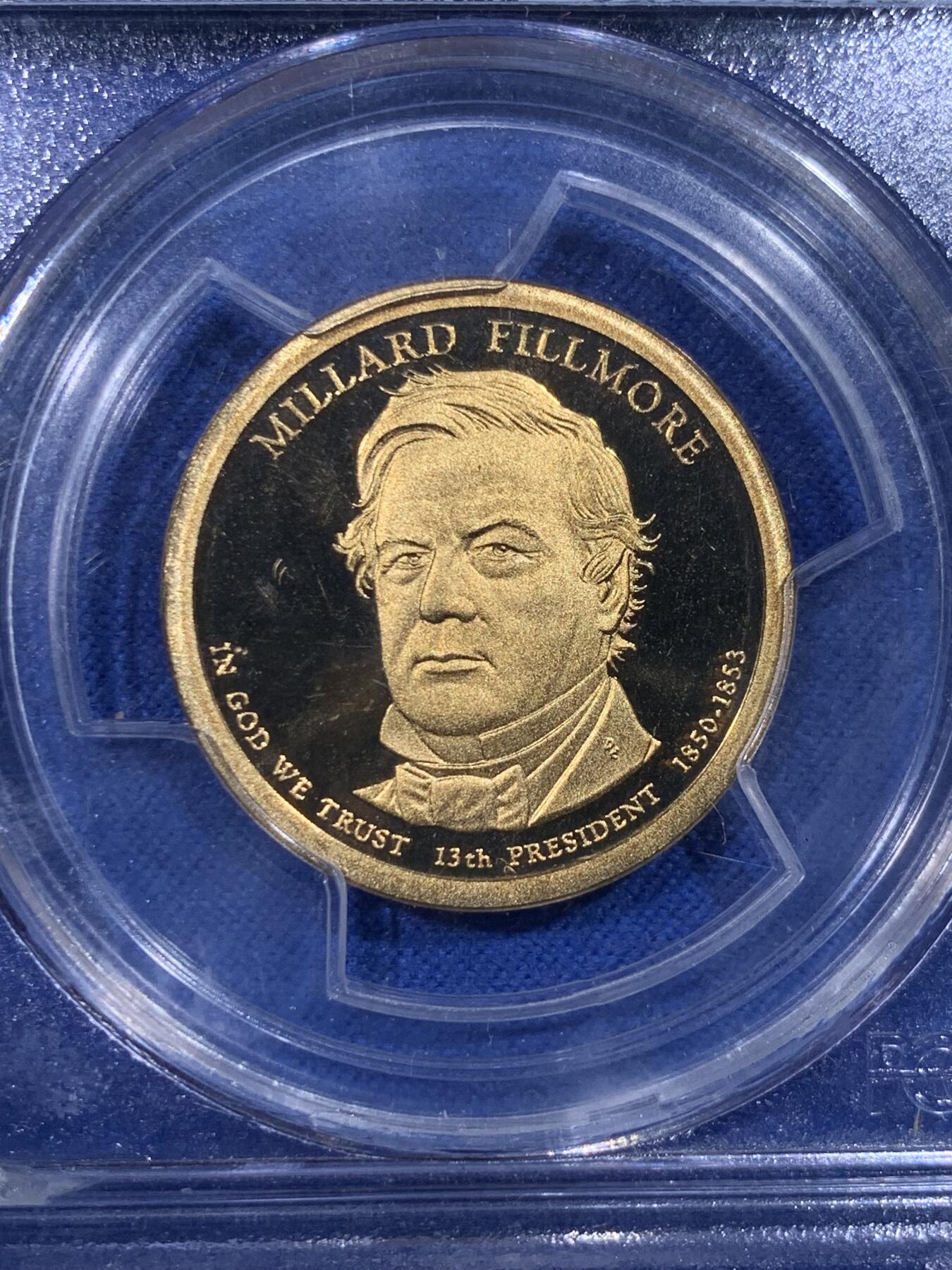 《竞宝斋》第430场 周日，周一，周二 3场连拍 （全场包邮） PCGS PR69DCAM 美国 2010-S 米勒德-菲尔莫尔 总统币1美元 支撑小磕
