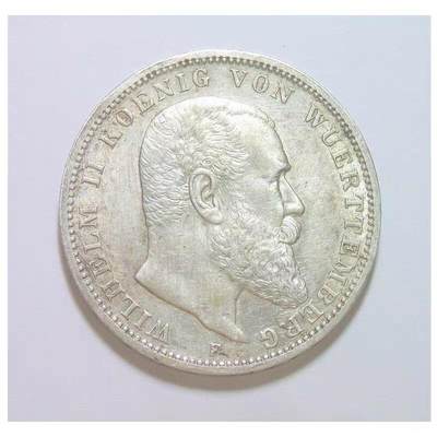 【银】德国符腾堡1914年 威廉二世银婚3马克银币 带原光 - 【银】德国符腾堡1914年 威廉二世银婚3马克银币 带原光