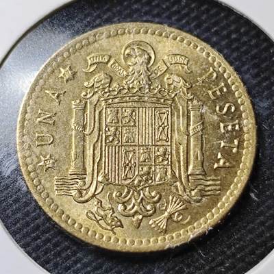 KK钱币收藏小铺  第356场  2月预留时间 周末发货 - 西班牙1比塞塔铜币 