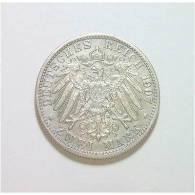 【旋风钱币】10月25日19:00准时开拍 精美欧洲币章、第三帝国钱币、精美项链等 全场包邮 【银】德国符腾堡1907年 威廉二世银婚2马克银币 初铸爽品