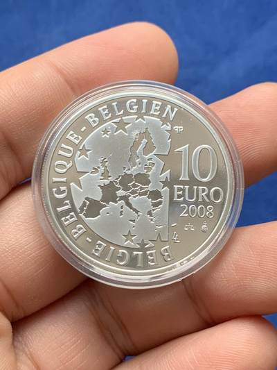 《竞宝斋》第430场 周日，周一，周二 3场连拍 （全场包邮） 比利时 2008年发行 纪念剧作家小蓝鸟百年精制币 面值10欧 ，发行2万套。带证书