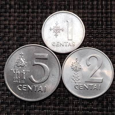 布加迪🐬～世界钱币(上海)🌾第 252 期 /  各国套币和散币 - 立陶宛🇱🇹 1991年 3枚 铝币