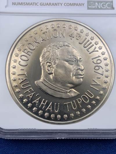 《竞宝斋》第430场 周日，周一，周二 3场连拍 （全场包邮） NGC PF67 汤加1967年2潘加精制大镍币，少见品种，发行量极少，高分可藏