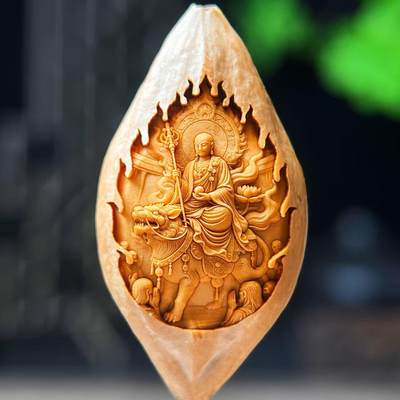 听雨轩（2）竹木核雕专场 - 橄榄核雕 2.0地藏王 单粒