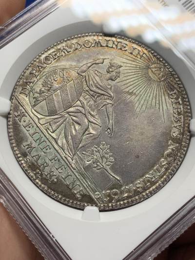 《竞宝斋》第430场 周日，周一，周二 3场连拍 （全场包邮） 冠军分 NGC MS63 德国 1761年  纽伦堡帝国自由城  弗朗茨一世 坐人 双头鹰 泰勒大银币 独年发型 极好状态