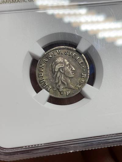 《竞宝斋》第430场 周日，周一，周二 3场连拍 （全场包邮） NGC XF 意大利1798年西西里岛早期银币 少见品种 来自珠宝移除 人像 字口 图案都很清晰 包浆自然