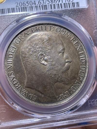 《竞宝斋》第430场 周日，周一，周二 3场连拍 （全场包邮） PCGS PR63Matte 1902年英国爱德华七世马剑克朗大银币 百年包浆自然美丽 雕刻打制力度十足 精制Matte感 状态感人 珍藏佳品