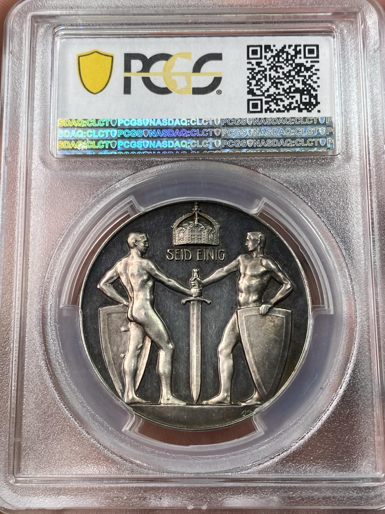 万国钱币拍卖第053期【万国秋季大拍下●周五周六两场连拍】 PCGS SP63 1915年德国帝国脊梁俾斯麦百岁诞辰纪念大银章 高浮雕名誉品种 通体玫瑰金彩 双武士守卫百年建功 PC冠军分