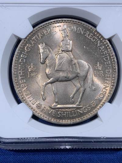 《竞宝斋》第430场 周日，周一，周二 3场连拍 （全场包邮） NGC MS65 英国1953年伊丽莎白二世登基克朗型纪念币
