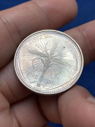 《竞宝斋》第430场 周日，周一，周二 3场连拍 （全场包邮） 梵蒂冈 1968年 教宗保罗六世-粮农组织 500里拉 纪念银币 11克 原光MS品相