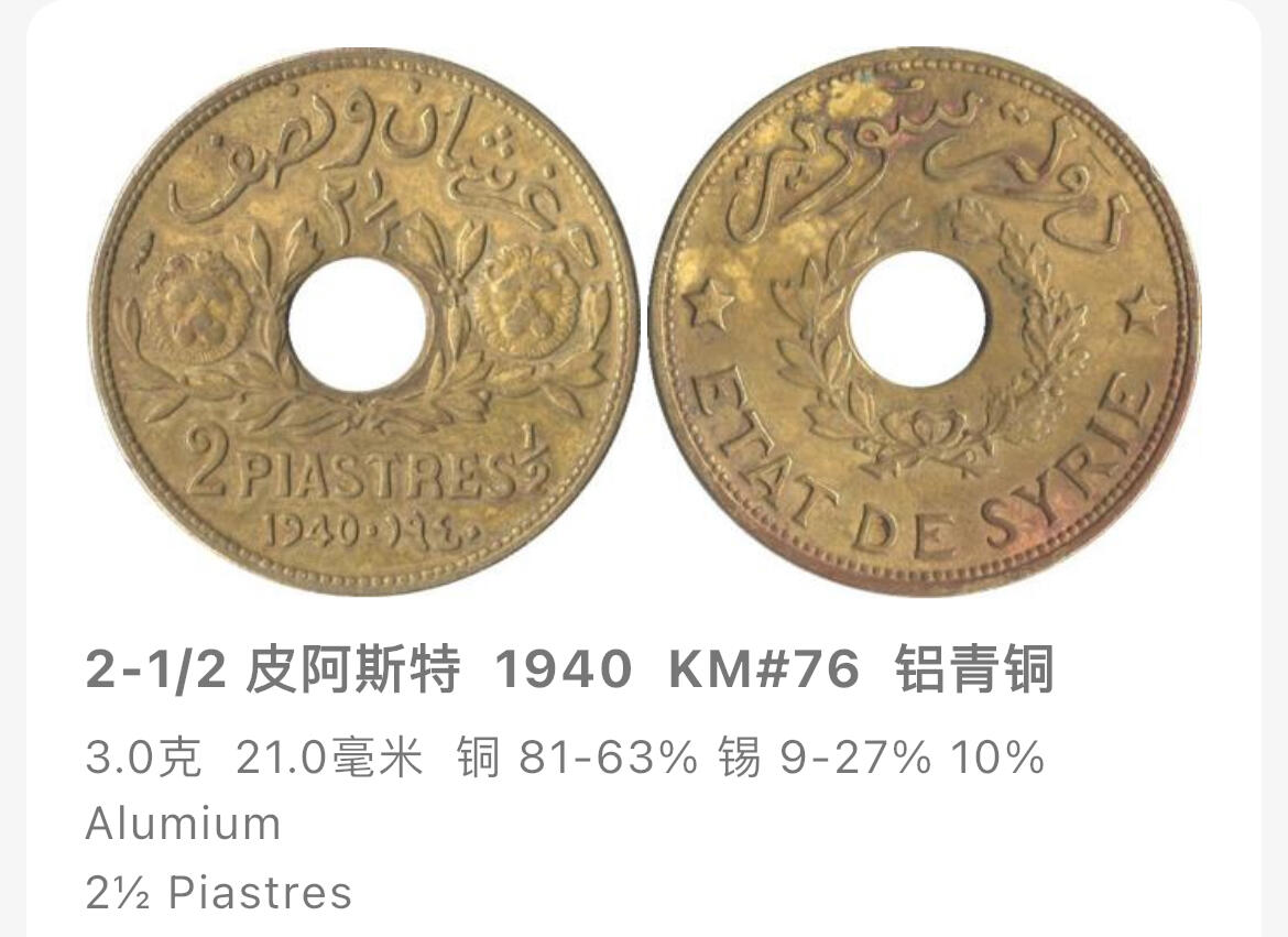 回流1019 叙利亚🇸🇾1940年法国保护国2.5皮阿斯特