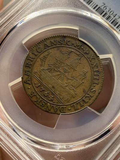 《竞宝斋》第430场 周日，周一，周二 3场连拍 （全场包邮） 亚军分 PCGS XF45  丹属西印度群岛 1764 腓特烈五世 24SK 稀有品种