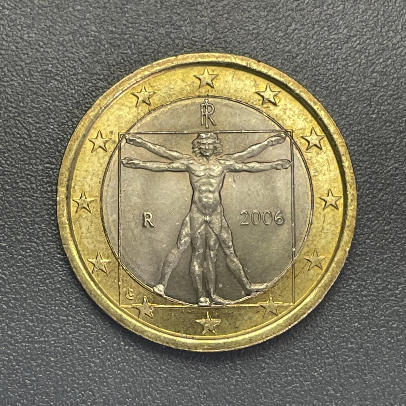 回流1019 意大利🇮🇹2006年1欧元 达.芬奇的《维特鲁威人》