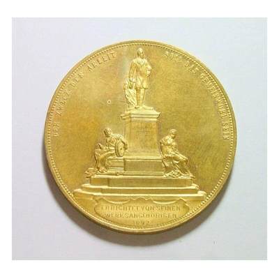 【旋风钱币】10月25日19:00准时开拍 精美欧洲币章、第三帝国钱币、精美项链等 全场包邮 德国1892年 克虏伯军火商父子及雕像高浮雕精制大镀金章 42MM