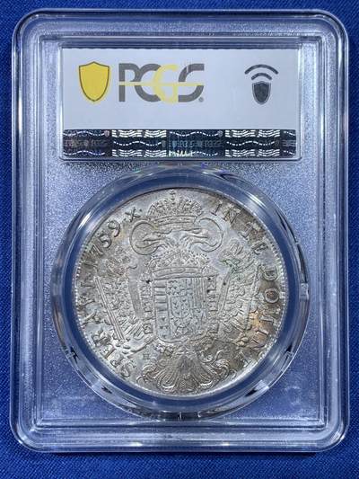 《竞宝斋》第430场 周日，周一，周二 3场连拍 （全场包邮） 唯一冠军分 PCGS MS62 奥地利帝国 1759 弗朗茨一世 泰勒大银币 数量极少 一般常见为他老婆 玛利亚特蕾莎 光度彩都足够好