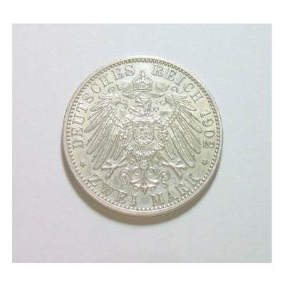 【旋风钱币】10月25日19:00准时开拍 精美欧洲币章、第三帝国钱币、精美项链等 全场包邮 【银】德国巴登1902年 腓特烈一世登基50周年2马克银币 爽品