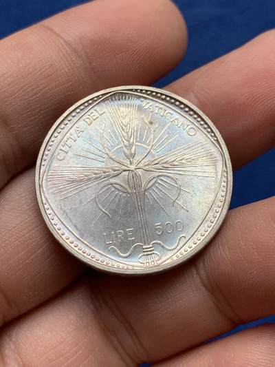 《竞宝斋》第430场 周日，周一，周二 3场连拍 （全场包邮） 梵蒂冈 1968年 教宗保罗六世-粮农组织 500里拉 纪念银币 11克 原光MS品相