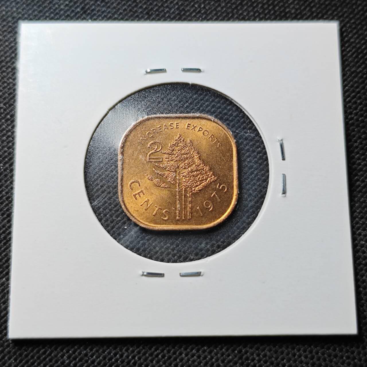 KK钱币收藏小铺  第356场  2月预留时间 周末发货  1975斯威士兰2分铜币 好品