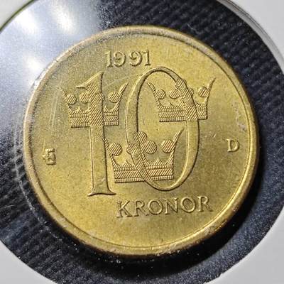 KK钱币收藏小铺  第356场  2月预留时间 周末发货 -  1991瑞典10克朗