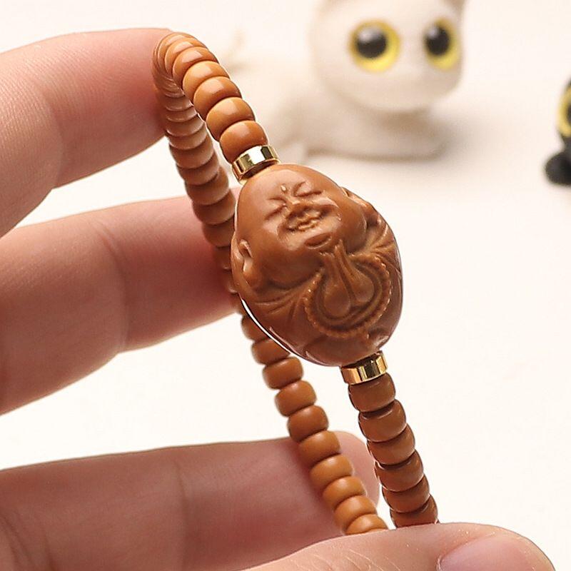 听雨轩（2）竹木核雕专场 橄榄核单圈 老型3*5mm 一心向佛小沙弥手串