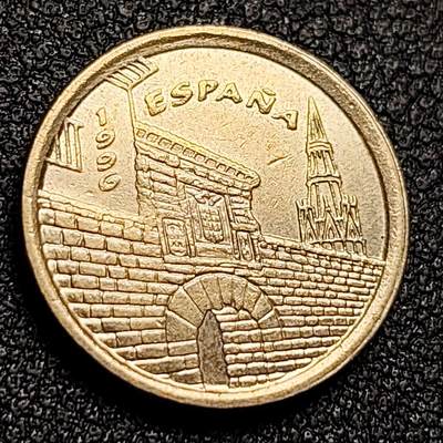 泉币菌-第114场-精品福利场 - 葡萄 拉里奥哈自治区 西班牙1996年 5比塞塔黄铜纪念币 17.5毫米