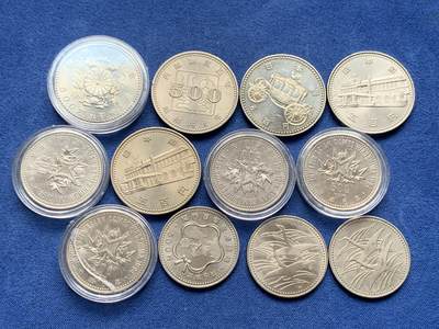 《竞宝斋》第430场 周日，周一，周二 3场连拍 （全场包邮） 12枚一组 日本500日元纪念币 面值6000日元 细节见图