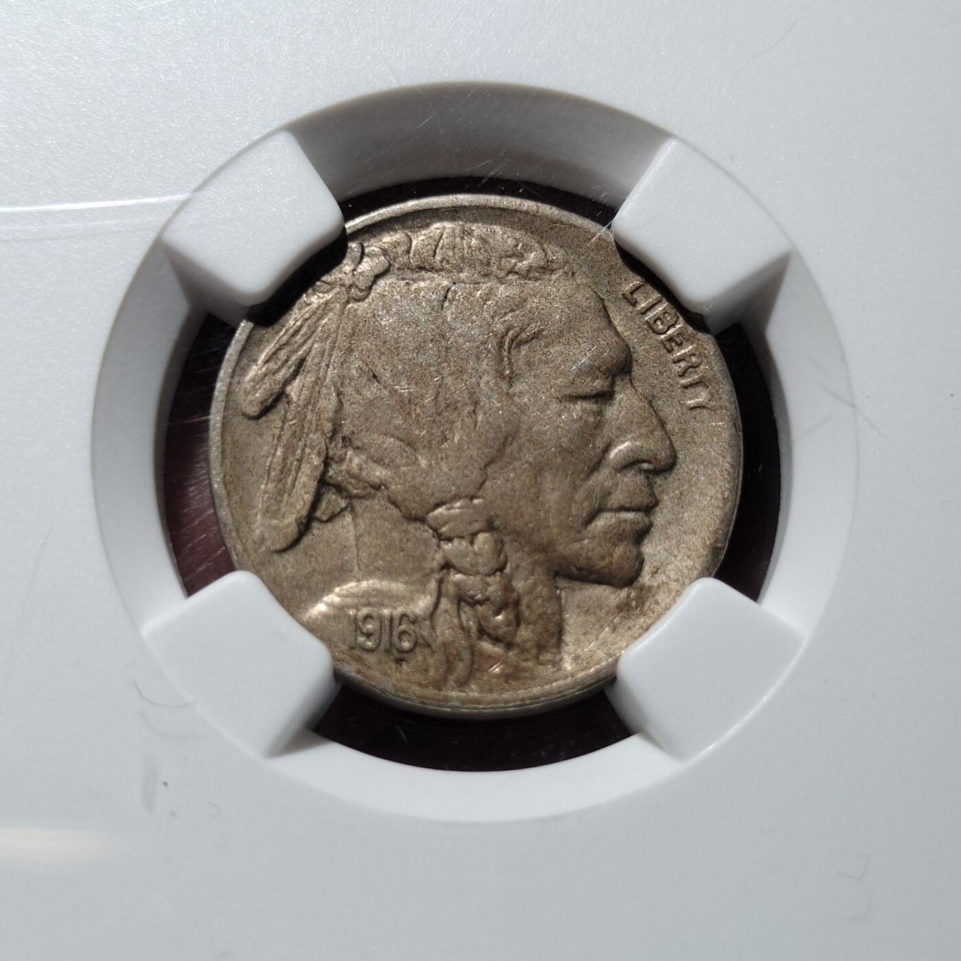 中外钱币第五场 NGC-AU53美国1916年S版印第安人野牛5美分