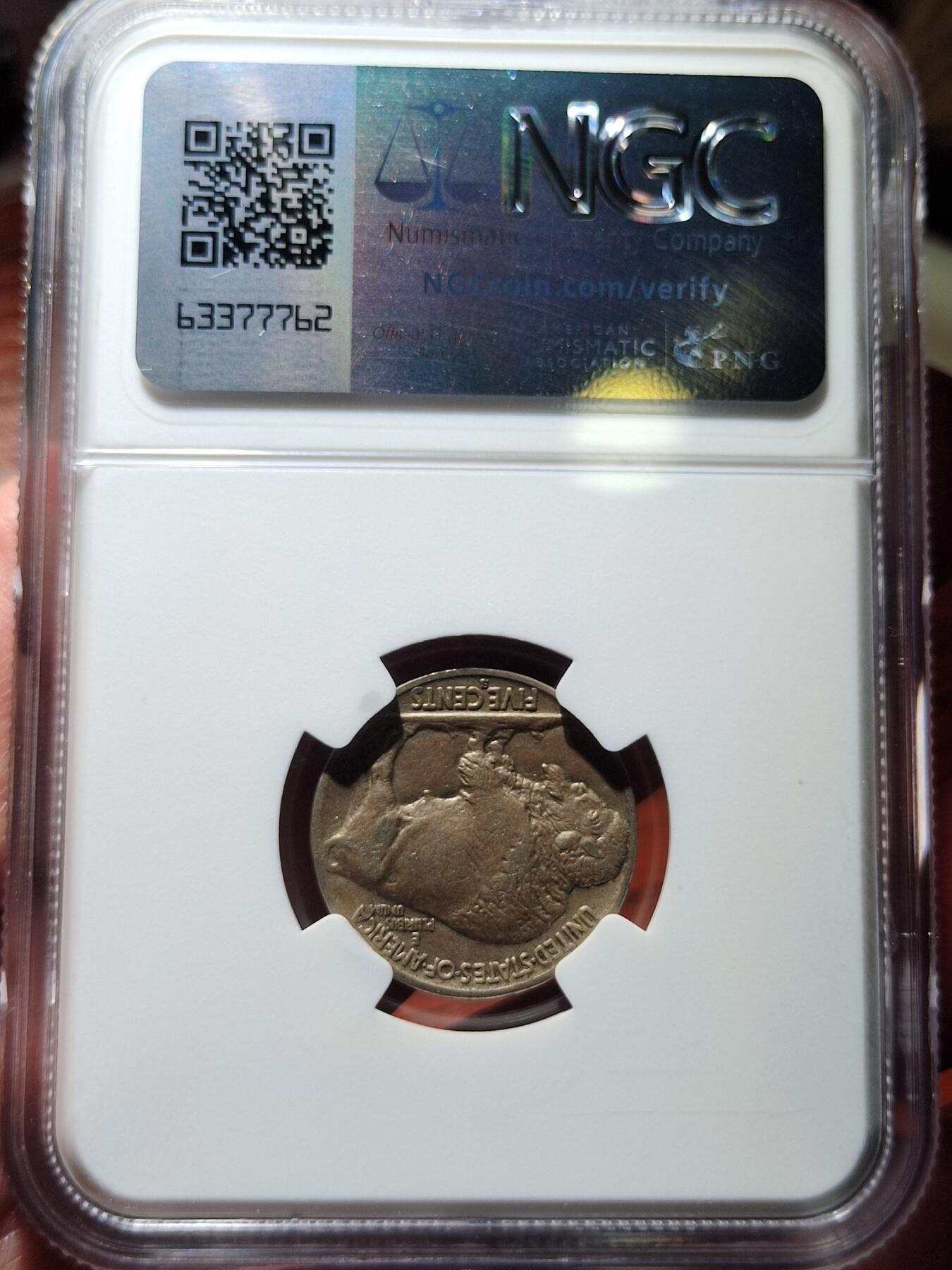 中外钱币第五场 NGC-AU53美国1916年S版印第安人野牛5美分