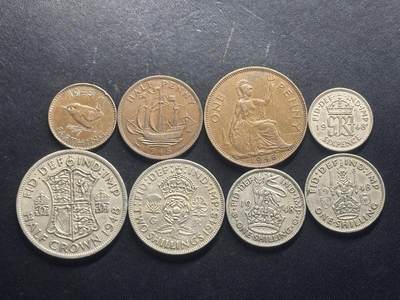 邮泉阁限时拍卖第三十二场 英国硬币专场（硬币在国外。请付邮费6元。） - 英国乔治六世国王1948年8枚
