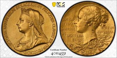 万国钱币拍卖第053期（万国秋季大拍●上） - PCGS SP61 1897年英国维多利亚女皇登基60周年纪念金章 极美黄金磨砂状态 12.98g 25mm 917金