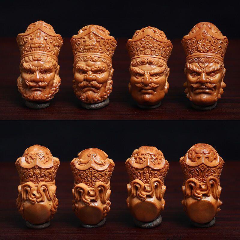 听雨轩（4）木竹专场 橄榄大籽 四大天王雕刻手串
