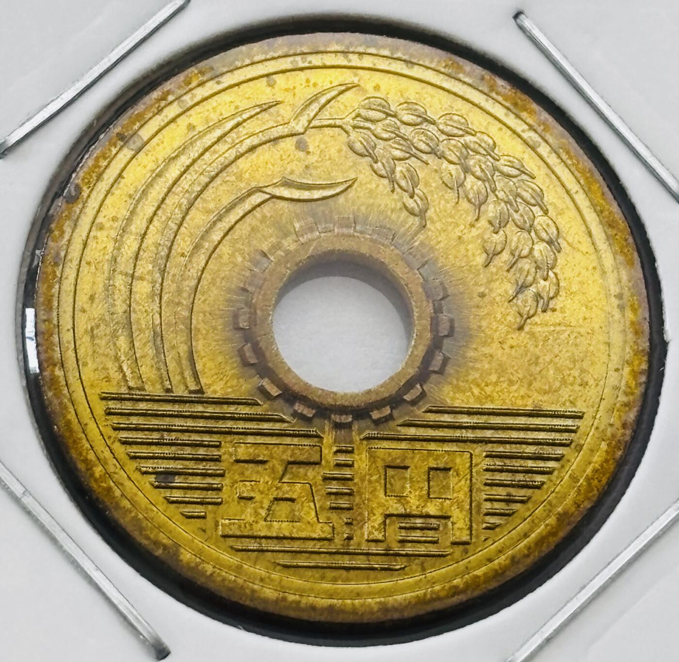 文馨钱币收藏第 277 场，熊猫金币，银币，老藏家日本明治时代到昭和时代全时期专场（特年非常多），长期接收代拍品 全新日本平成八年 五元 第二版 来自上海老藏家册拆