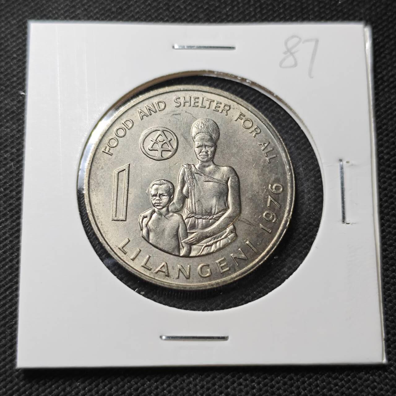 KK钱币收藏小铺  纪念币专场  2月预留时间 周末发货  1976斯威士兰1里兰纪念币 好品