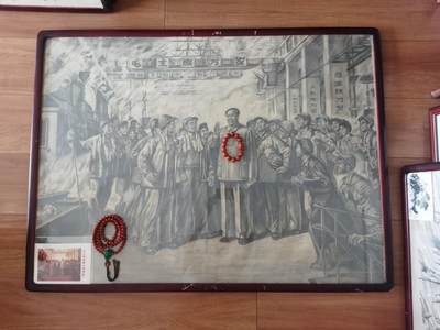 主席视察上海钢铁厂宣传画原稿画稿一开大小 - 主席视察上海钢铁厂宣传画原稿画稿一开大小