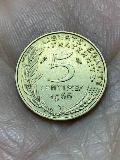 2025年第一百一十四场(总第一百四十场）外国好品散币(免佣金) - 好品–法国🇫🇷1966年5生丁(首发年，猫头鹰标)