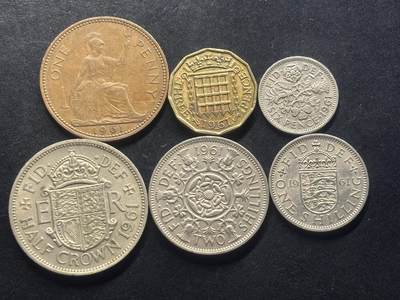 邮泉阁限时拍卖第三十二场 英国硬币专场（硬币在国外。请付邮费6元。） - 英国伊丽莎白二世女王1961年6枚