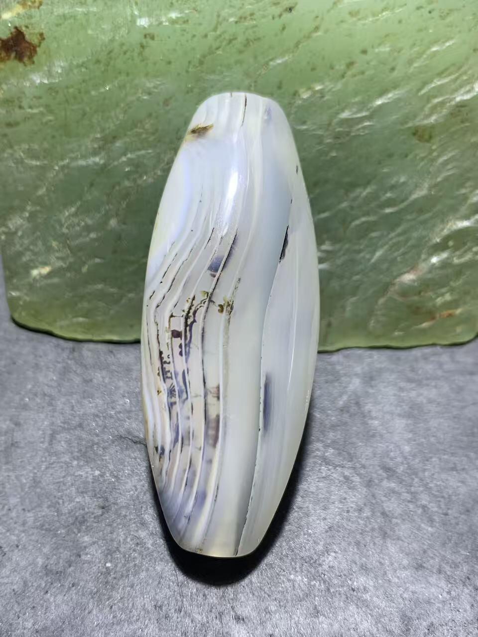 草花纹8字天眼千层纹海洋玉髓通货随形通货大桶珠一颗，