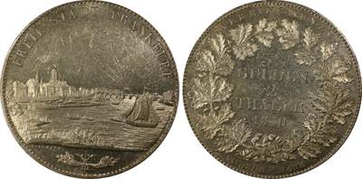 万国钱币拍卖第053期（万国秋季大拍●下） - PCGS AU58 1840年德国法兰克福城市景观2泰勒 深打银霜质感