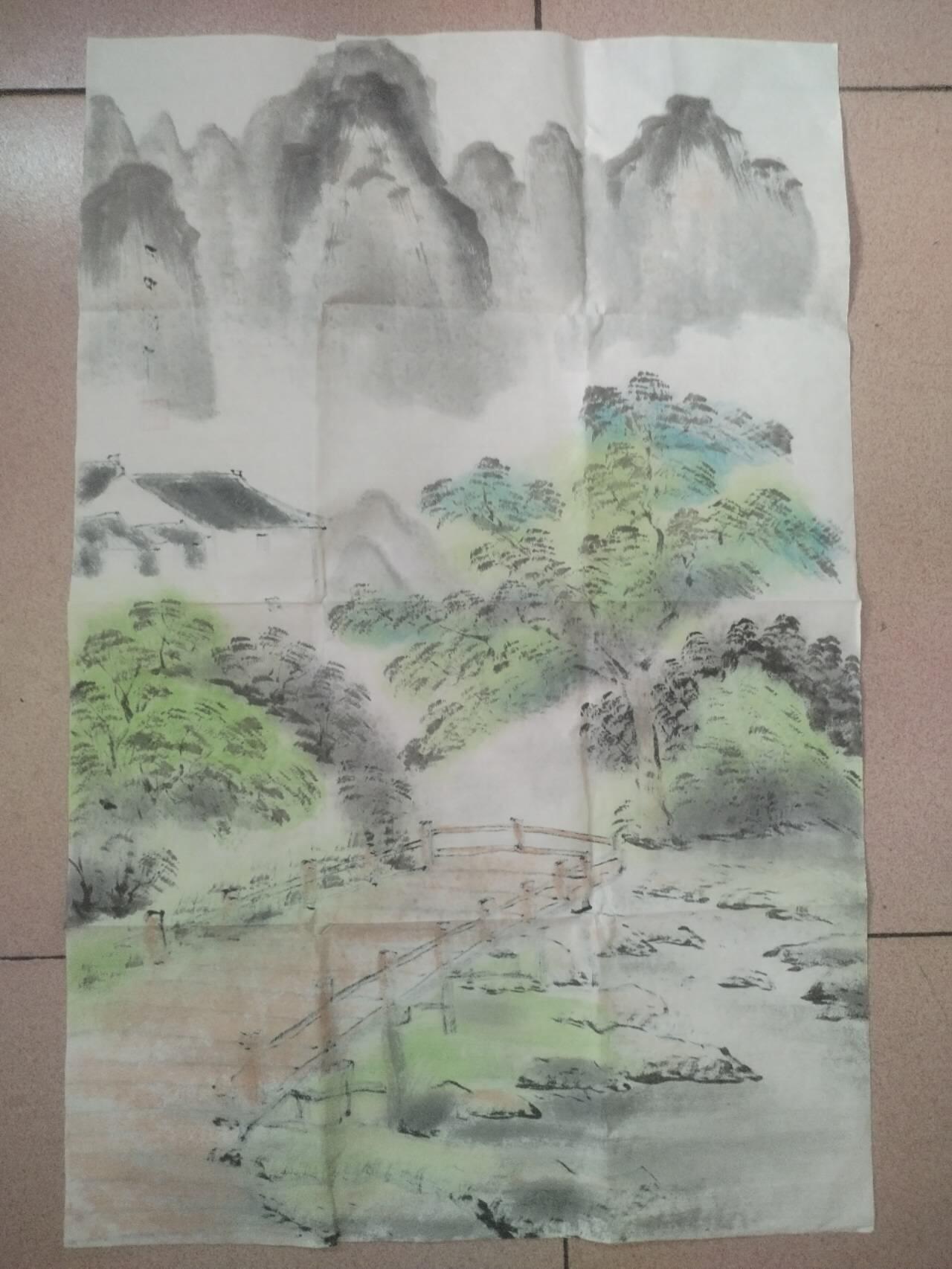 名家字画 陈平老师作品 山水。纯手工绘制。70*35。