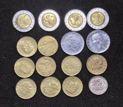 北京马甸外国币专卖第145期，外国币专场，陆续上拍，欢迎关注 意大利纪念币16枚不重复