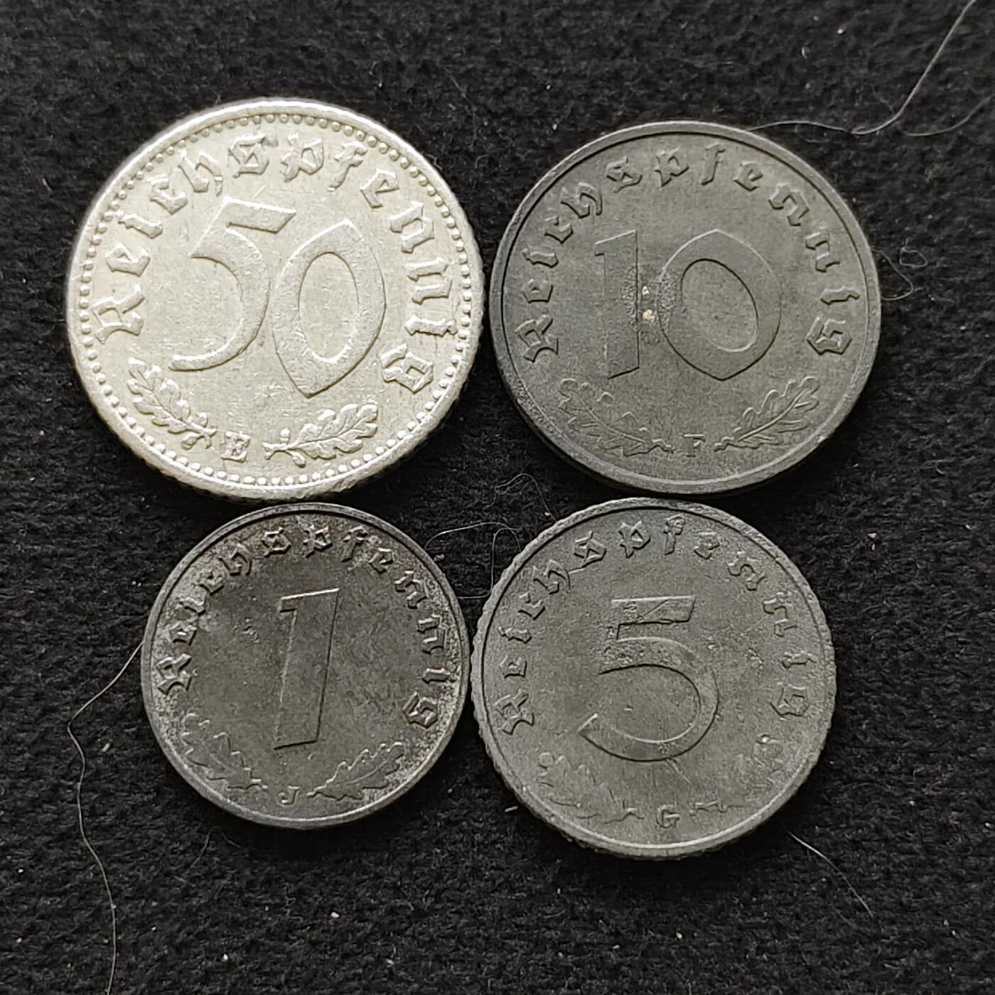 【全场包邮】纯粹捡漏拍470场（免费代拍第7场） 德国第三帝国1936-1941年收翅鹰4枚套币