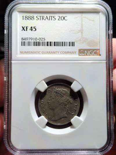中外钱币第五场 - NGC-XF45分英属海峡1888年20分银币