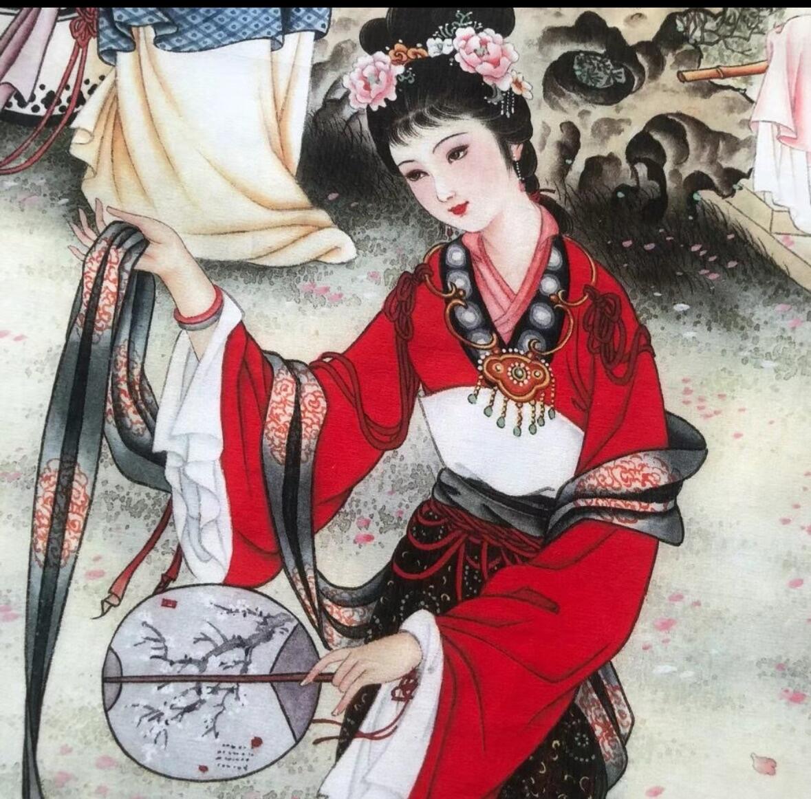 秋萤阁第27期 (10月22日周三晚上22点截拍，欢迎竞拍)  金陵十二钗仕女图 70*138CM 装饰画 十分精美