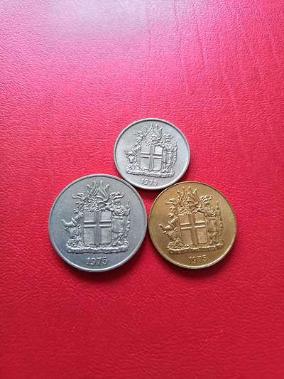 【云涧收藏】第七十三场 冰岛1975年1、5、10克朗3枚