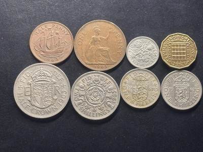 邮泉阁限时拍卖第三十二场 英国硬币专场（硬币在国外。请付邮费6元。） - 英国伊丽莎白二世女王1963年8枚
