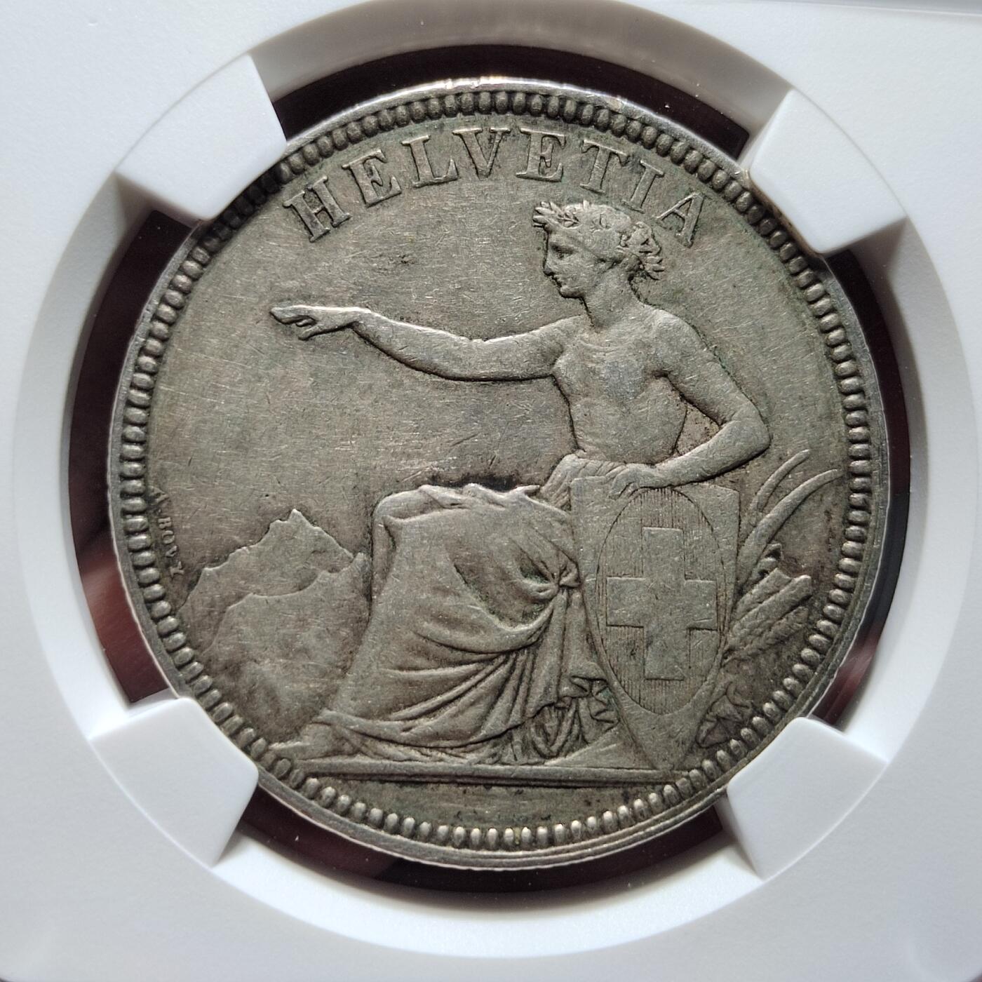 中外钱币第五场 NGC-XF45瑞士1874年5法郎B.少见版