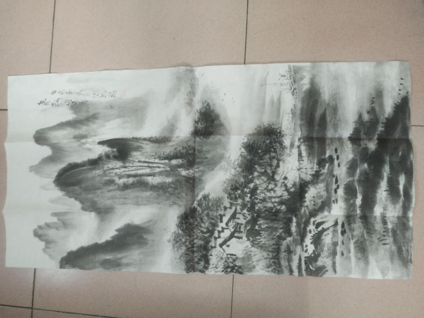 名家字画 何润杰老师作品 山水 青峰聚秀。100*50cm。纯手工绘制。