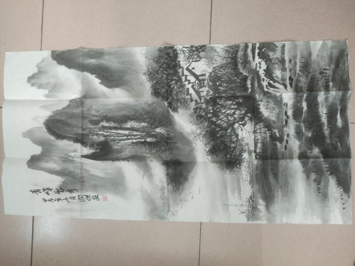 名家字画 何润杰老师作品 山水 青峰聚秀。100*50cm。纯手工绘制。