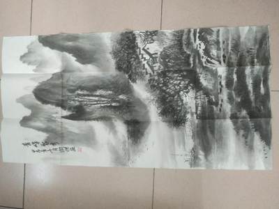 名家字画 - 何润杰老师作品 山水 青峰聚秀。100*50cm。纯手工绘制。