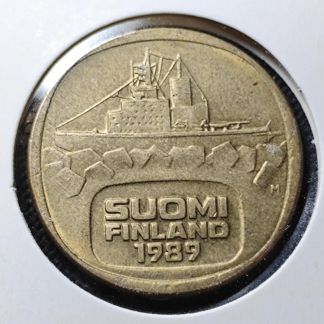 KK钱币收藏小铺  第356场  2月预留时间 周末发货  1989芬兰5马克破冰船